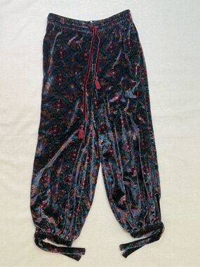 Anthropologie Velvet Floral Paisley Pull-On Pants Size XS